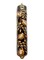Metal Mezuzah Case with Gold and Amber Paint with Clear Crystals